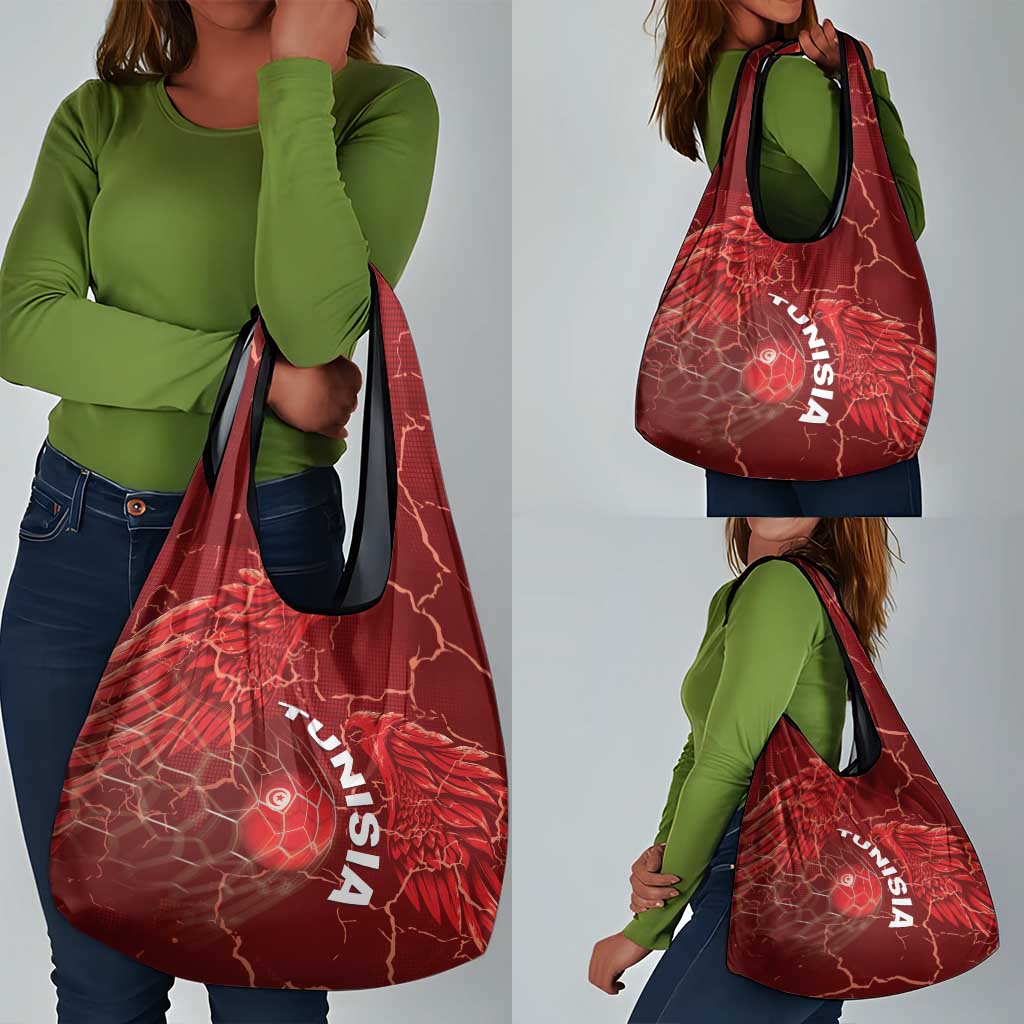 Tunisia Football Grocery Bag Eagle Cracked Texture Athletic