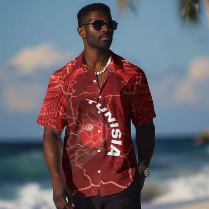 Custom Tunisia Football Hawaiian Shirt Eagle Cracked Texture Athletic