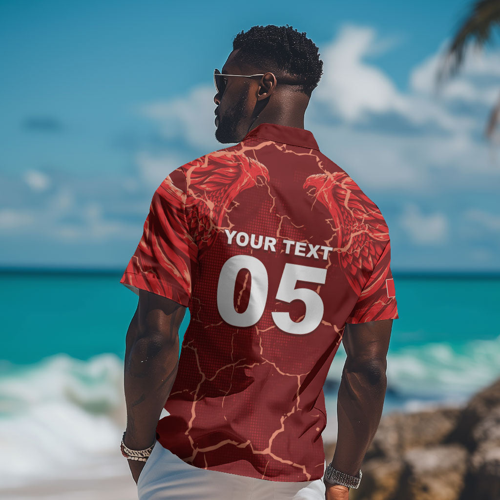 Custom Tunisia Football Hawaiian Shirt Eagle Cracked Texture Athletic