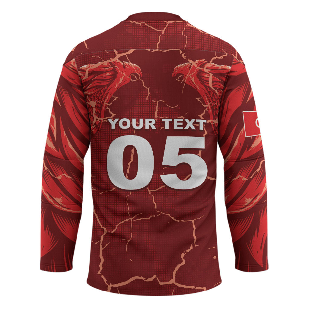 Custom Tunisia Football Hockey Jersey Eagle Cracked Texture Athletic