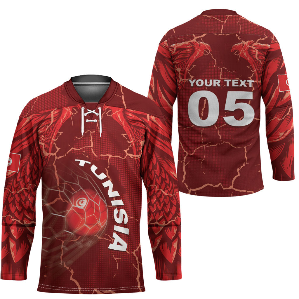 Custom Tunisia Football Hockey Jersey Eagle Cracked Texture Athletic
