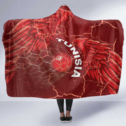 Tunisia Football Hooded Blanket Eagle Cracked Texture Athletic