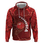 Custom Tunisia Football Hoodie Eagle Cracked Texture Athletic