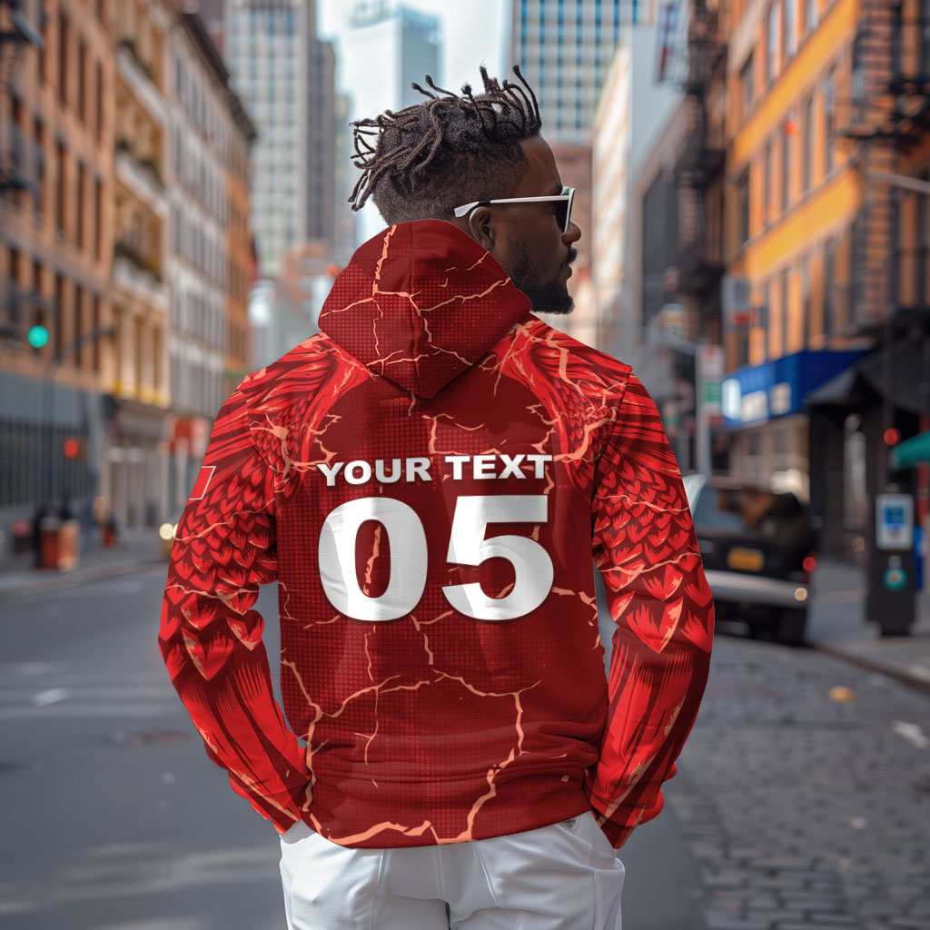 Custom Tunisia Football Hoodie Eagle Cracked Texture Athletic