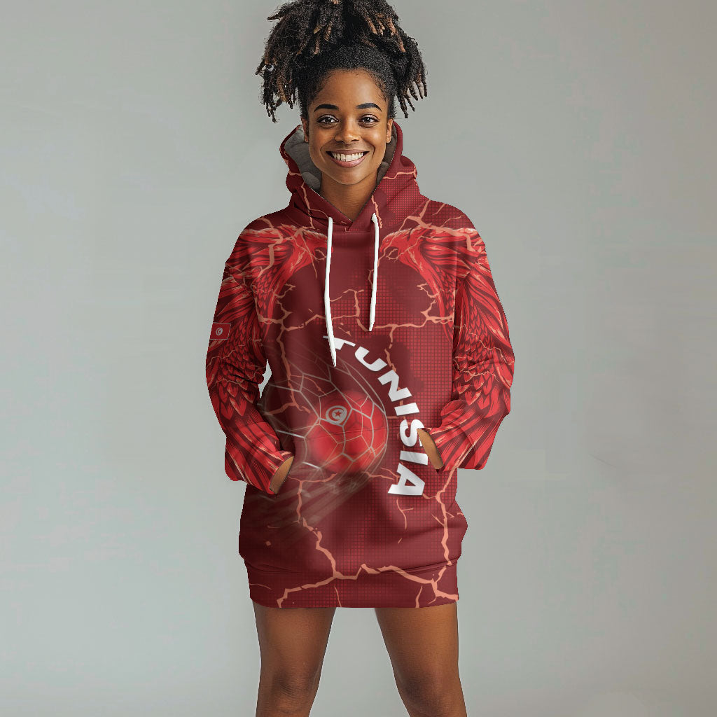 Custom Tunisia Football Hoodie Dress Eagle Cracked Texture Athletic