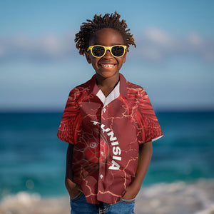 Custom Tunisia Football Kid Hawaiian Shirt Eagle Cracked Texture Athletic