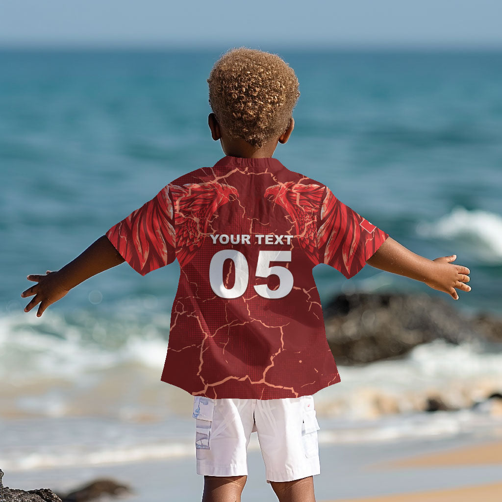 Custom Tunisia Football Kid Hawaiian Shirt Eagle Cracked Texture Athletic