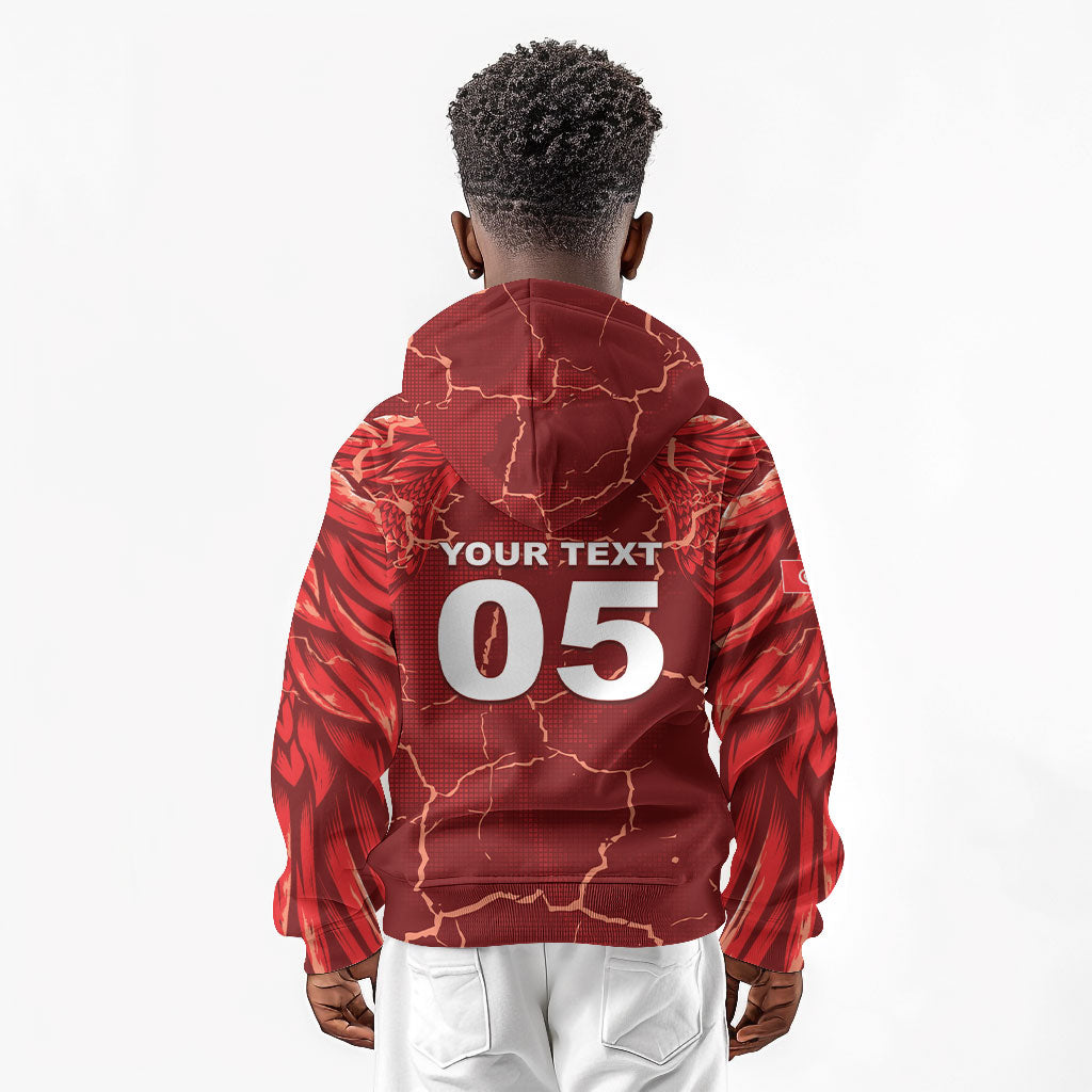 Custom Tunisia Football Kid Hoodie Eagle Cracked Texture Athletic