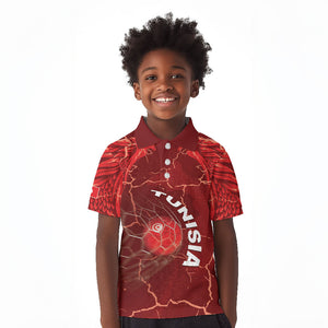 Custom Tunisia Football Kid Polo Shirt Eagle Cracked Texture Athletic