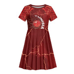 Custom Tunisia Football Kid Short Sleeve Dress Eagle Cracked Texture Athletic
