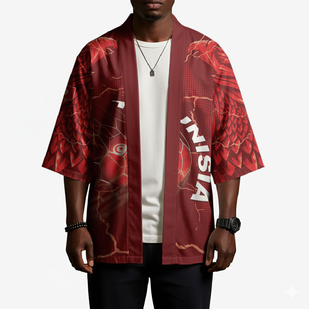 Custom Tunisia Football Kimono Eagle Cracked Texture Athletic