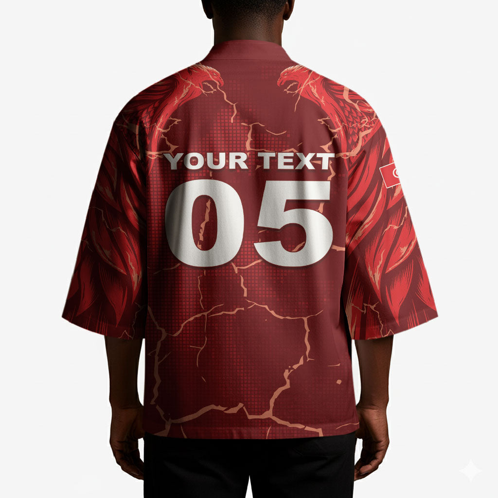Custom Tunisia Football Kimono Eagle Cracked Texture Athletic