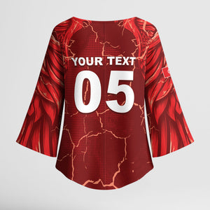 Custom Tunisia Football Kimono Sleeve Blouse Eagle Cracked Texture Athletic