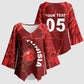 Custom Tunisia Football Kimono Sleeve Blouse Eagle Cracked Texture Athletic