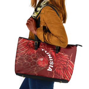Tunisia Football Leather Tote Bag Eagle Cracked Texture Athletic