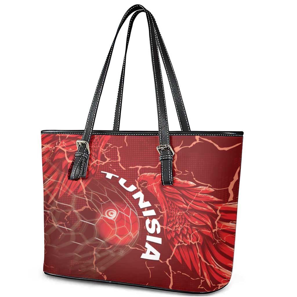 Tunisia Football Leather Tote Bag Eagle Cracked Texture Athletic