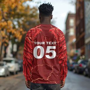 Custom Tunisia Football Long Sleeve Shirt Eagle Cracked Texture Athletic