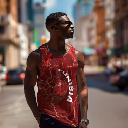 Custom Tunisia Football Men Tank Top Eagle Cracked Texture Athletic