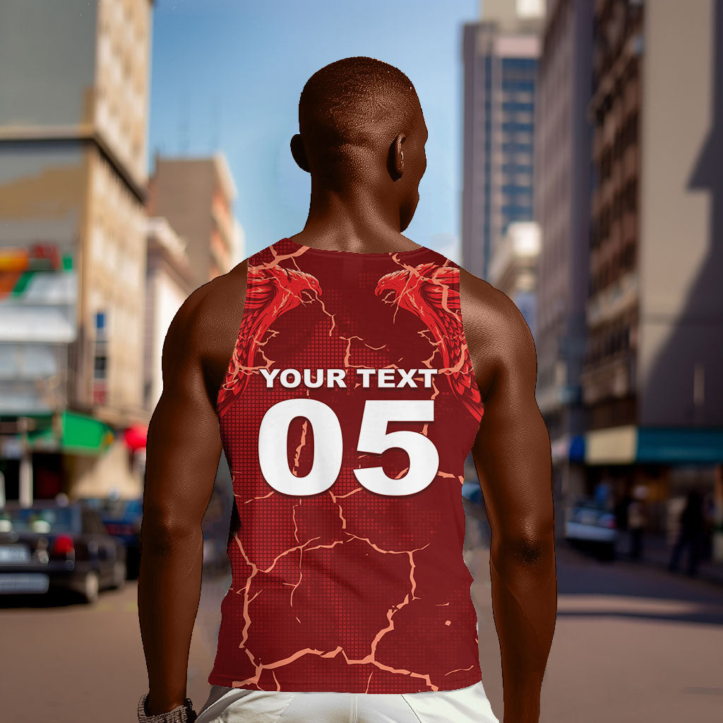 Custom Tunisia Football Men Tank Top Eagle Cracked Texture Athletic