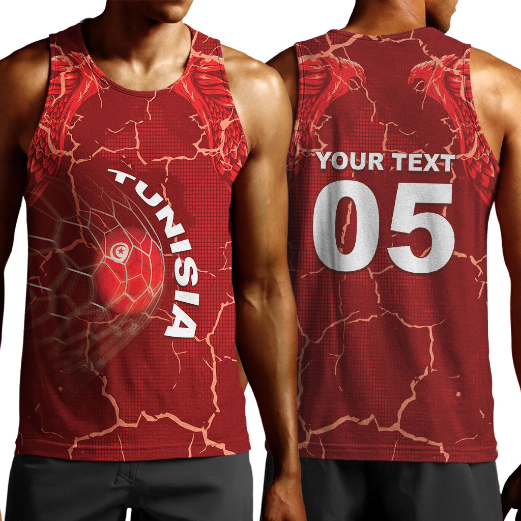 Custom Tunisia Football Men Tank Top Eagle Cracked Texture Athletic