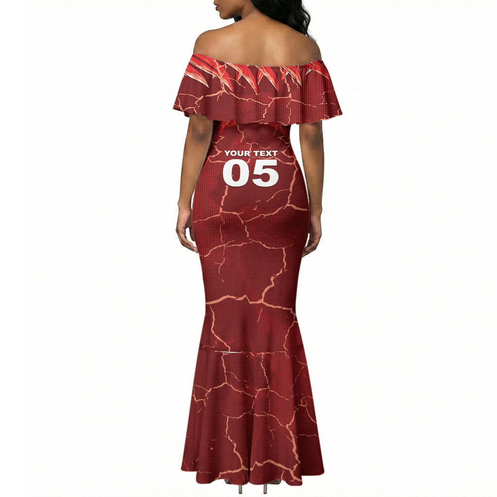 Custom Tunisia Football Mermaid Dress Eagle Cracked Texture Athletic