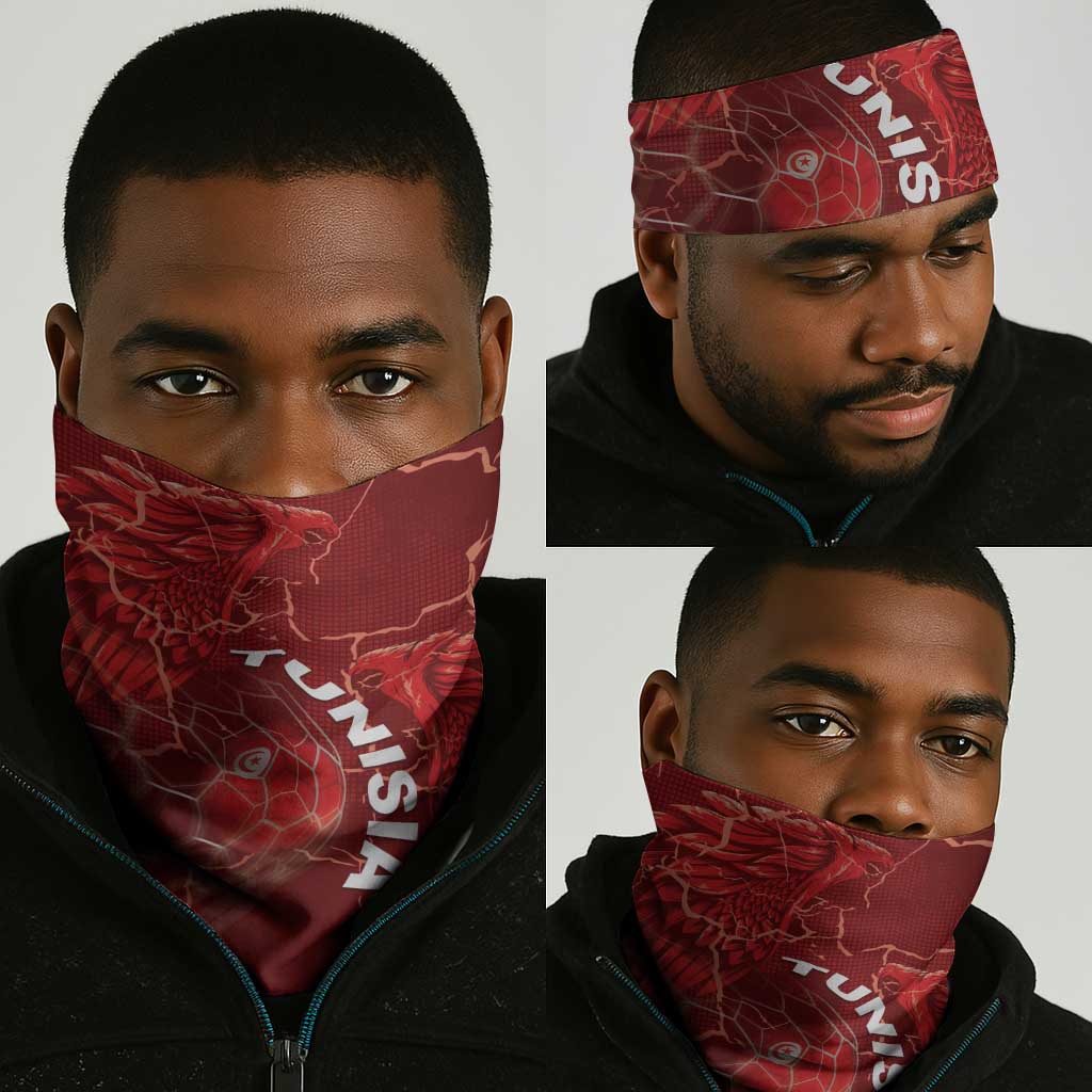 Tunisia Football Neck Gaiter Eagle Cracked Texture Athletic