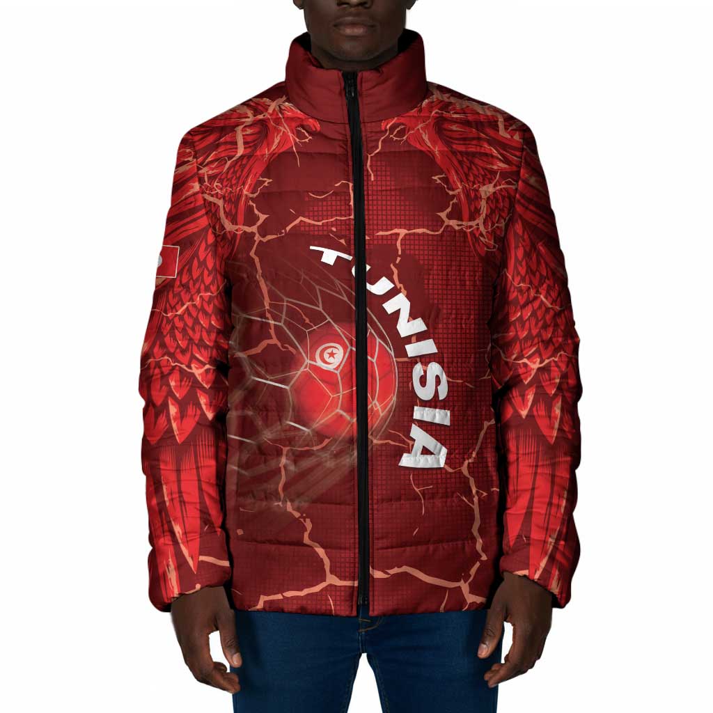 Custom Tunisia Football Padded Jacket Eagle Cracked Texture Athletic
