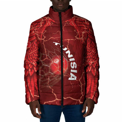 Custom Tunisia Football Padded Jacket Eagle Cracked Texture Athletic