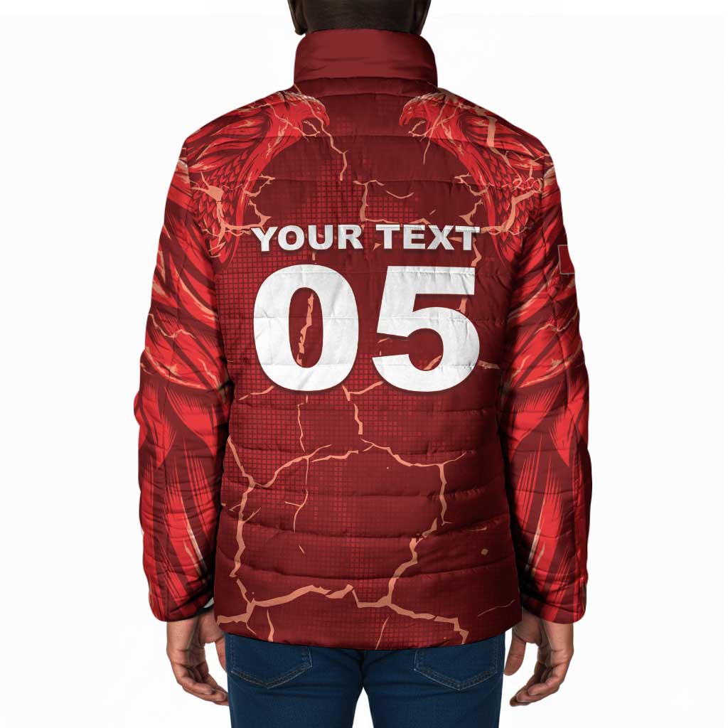 Custom Tunisia Football Padded Jacket Eagle Cracked Texture Athletic