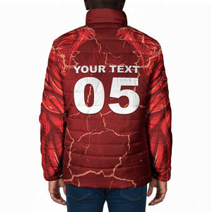 Custom Tunisia Football Padded Jacket Eagle Cracked Texture Athletic