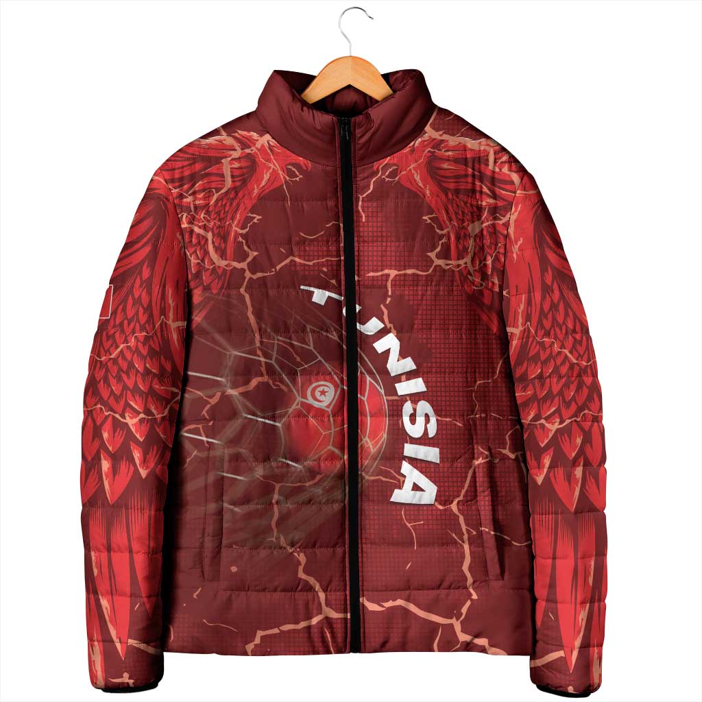 Custom Tunisia Football Padded Jacket Eagle Cracked Texture Athletic