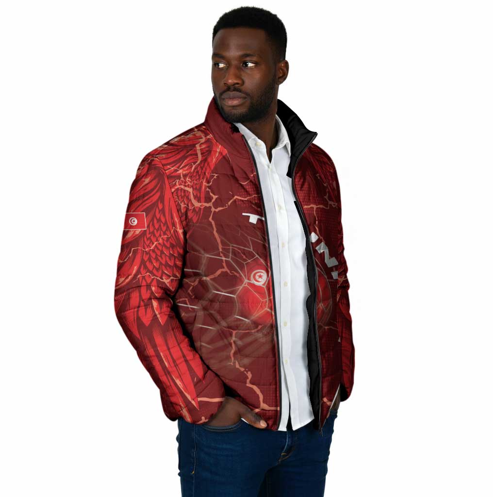 Custom Tunisia Football Padded Jacket Eagle Cracked Texture Athletic