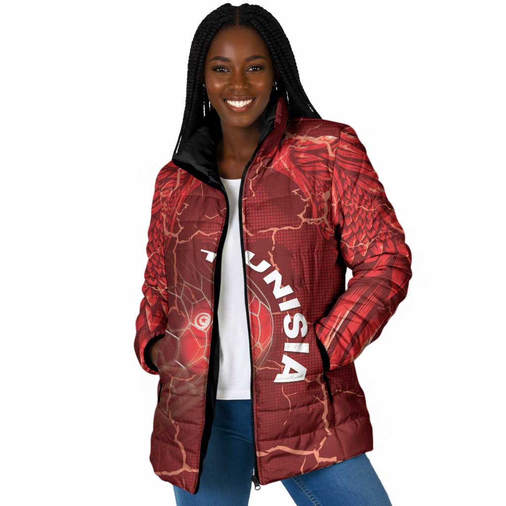 Custom Tunisia Football Padded Jacket Eagle Cracked Texture Athletic