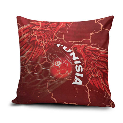 Tunisia Football Pillow Cover Eagle Cracked Texture Athletic