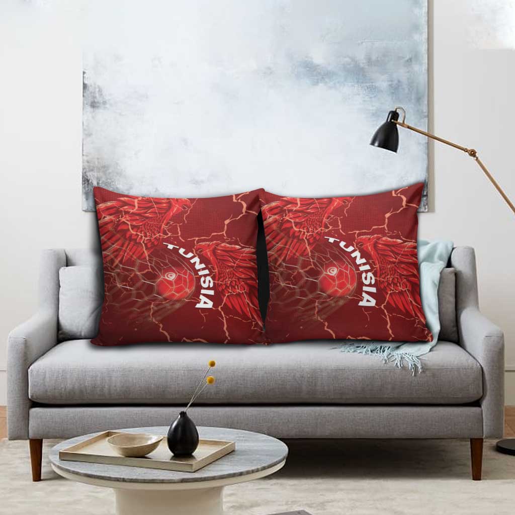 Tunisia Football Pillow Cover Eagle Cracked Texture Athletic