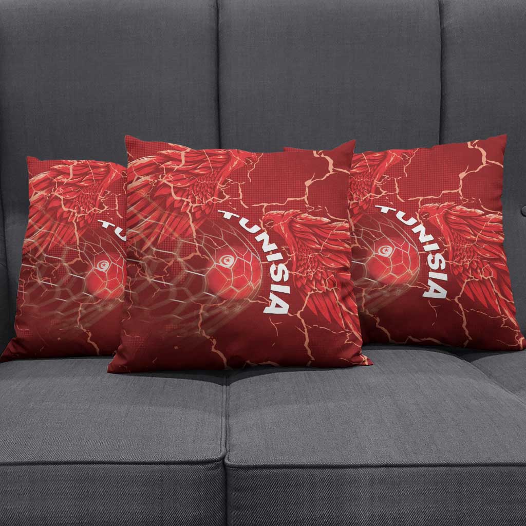 Tunisia Football Pillow Cover Eagle Cracked Texture Athletic