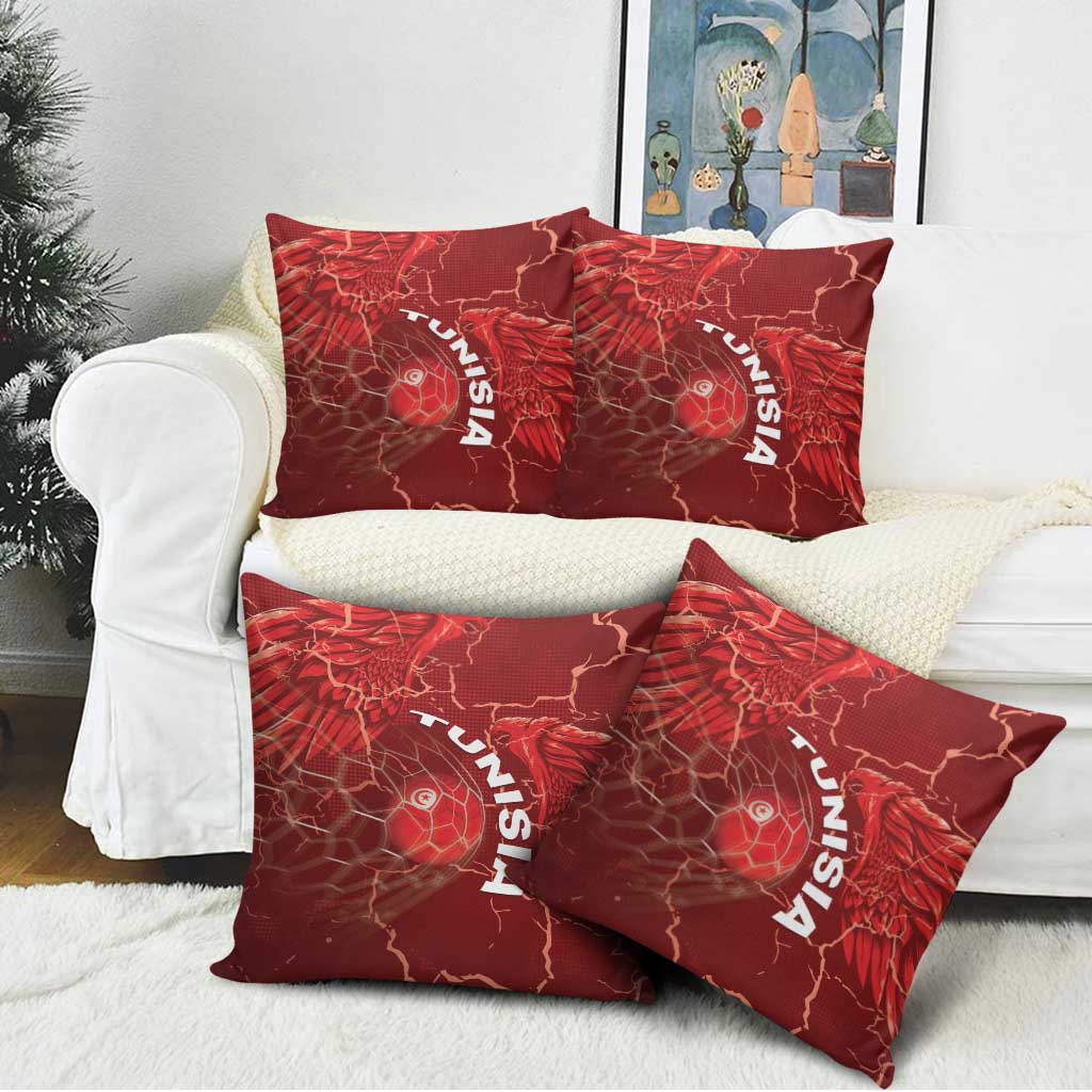 Tunisia Football Pillow Cover Eagle Cracked Texture Athletic
