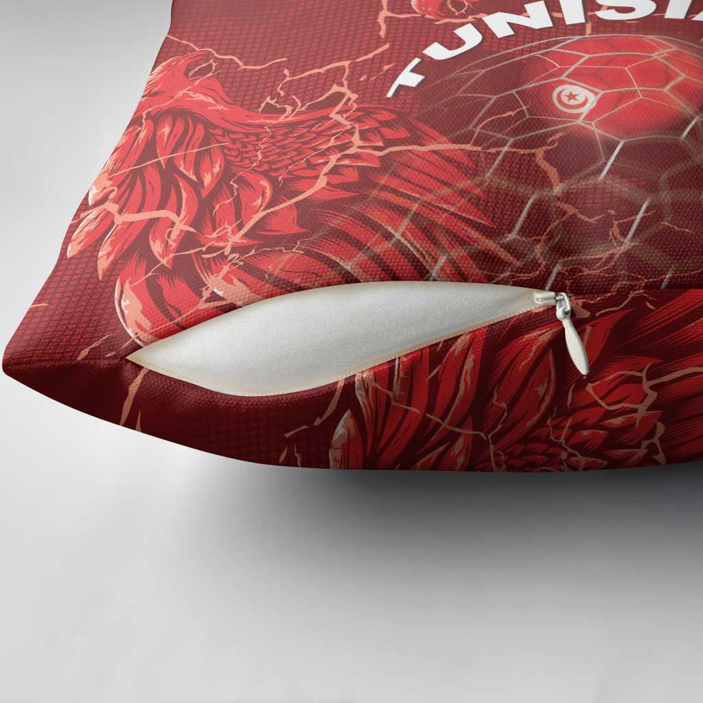 Tunisia Football Pillow Cover Eagle Cracked Texture Athletic