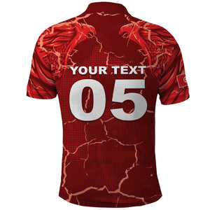 Custom Tunisia Football Polo Shirt Eagle Cracked Texture Athletic