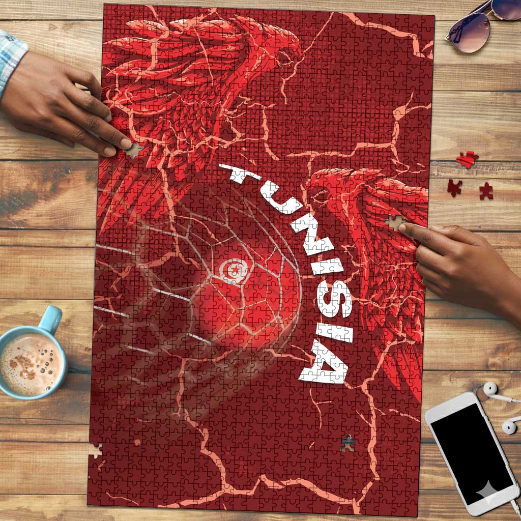 Tunisia Football Puzzle Eagle Cracked Texture Athletic