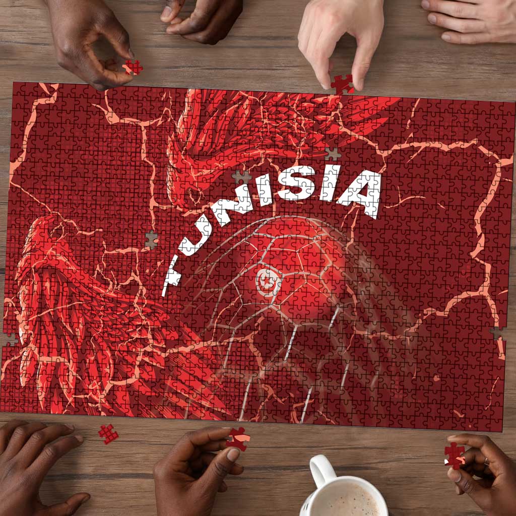 Tunisia Football Puzzle Eagle Cracked Texture Athletic