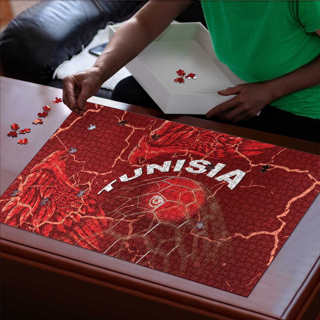 Tunisia Football Puzzle Eagle Cracked Texture Athletic