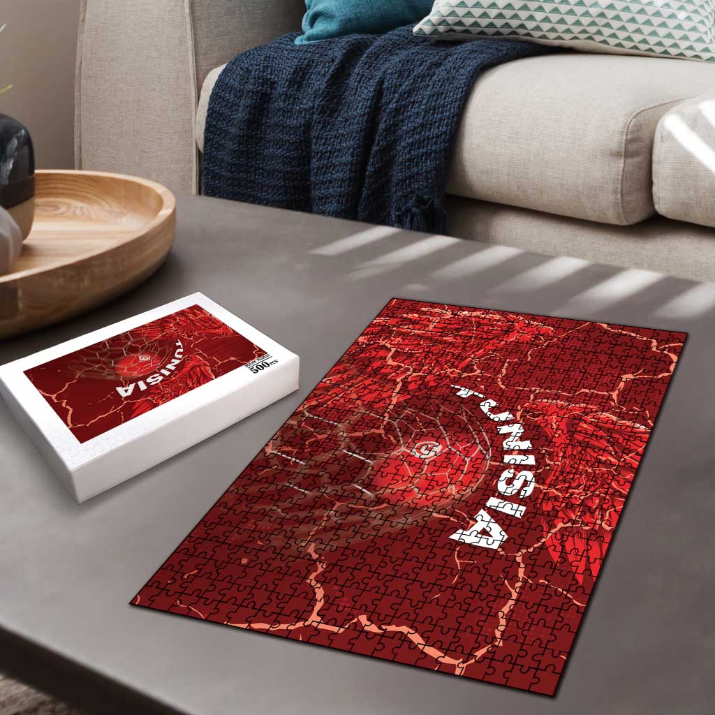 Tunisia Football Puzzle Eagle Cracked Texture Athletic