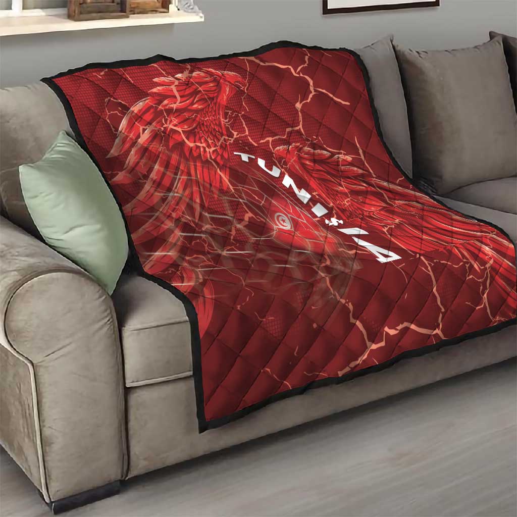 Tunisia Football Quilt Eagle Cracked Texture Athletic