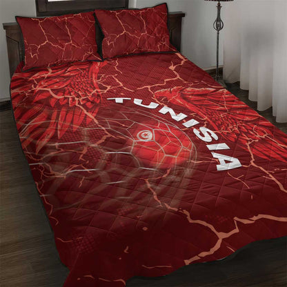 Tunisia Football Quilt Bed Set Eagle Cracked Texture Athletic