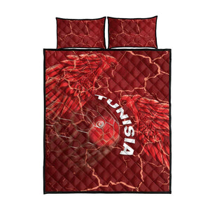 Tunisia Football Quilt Bed Set Eagle Cracked Texture Athletic