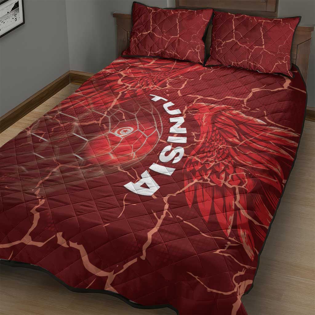 Tunisia Football Quilt Bed Set Eagle Cracked Texture Athletic