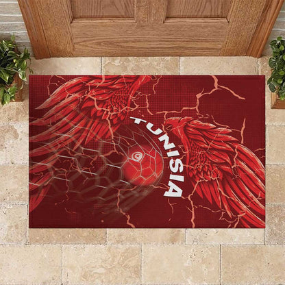 Tunisia Football Rubber Doormat Eagle Cracked Texture Athletic