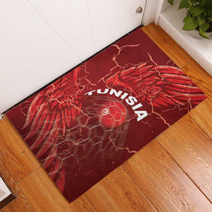 Tunisia Football Rubber Doormat Eagle Cracked Texture Athletic