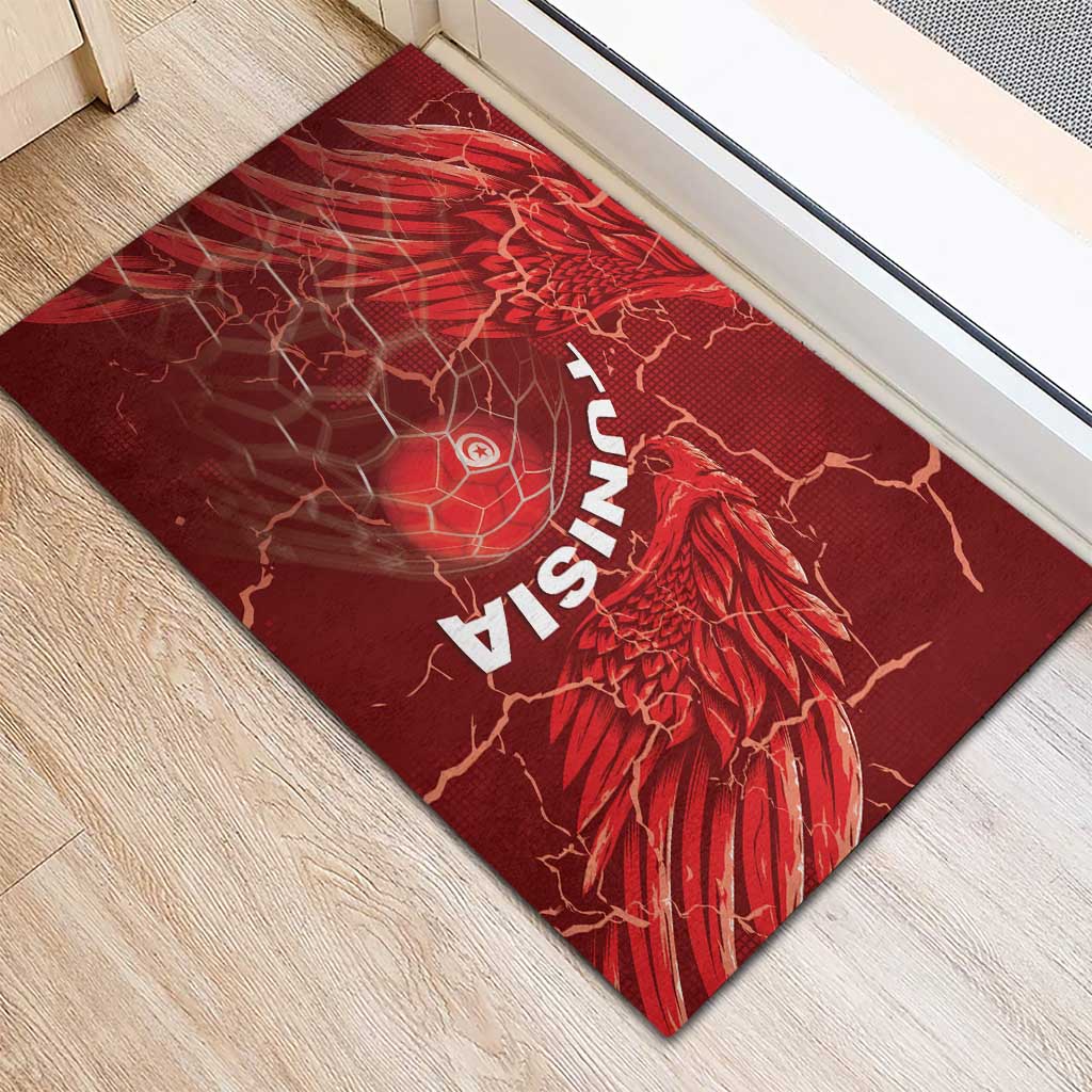 Tunisia Football Rubber Doormat Eagle Cracked Texture Athletic